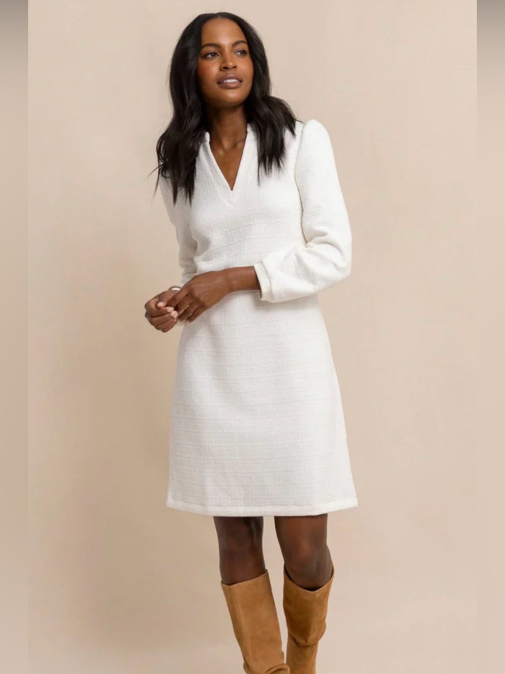 Southern Tide Cream Quilted Oren Dress Size L